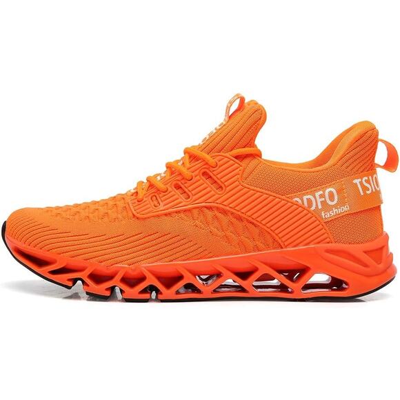 NWT TSIODFO Men's Sneakers Running Walking Shoes Orange, Size 12.5 Mens US - Picture 1 of 7